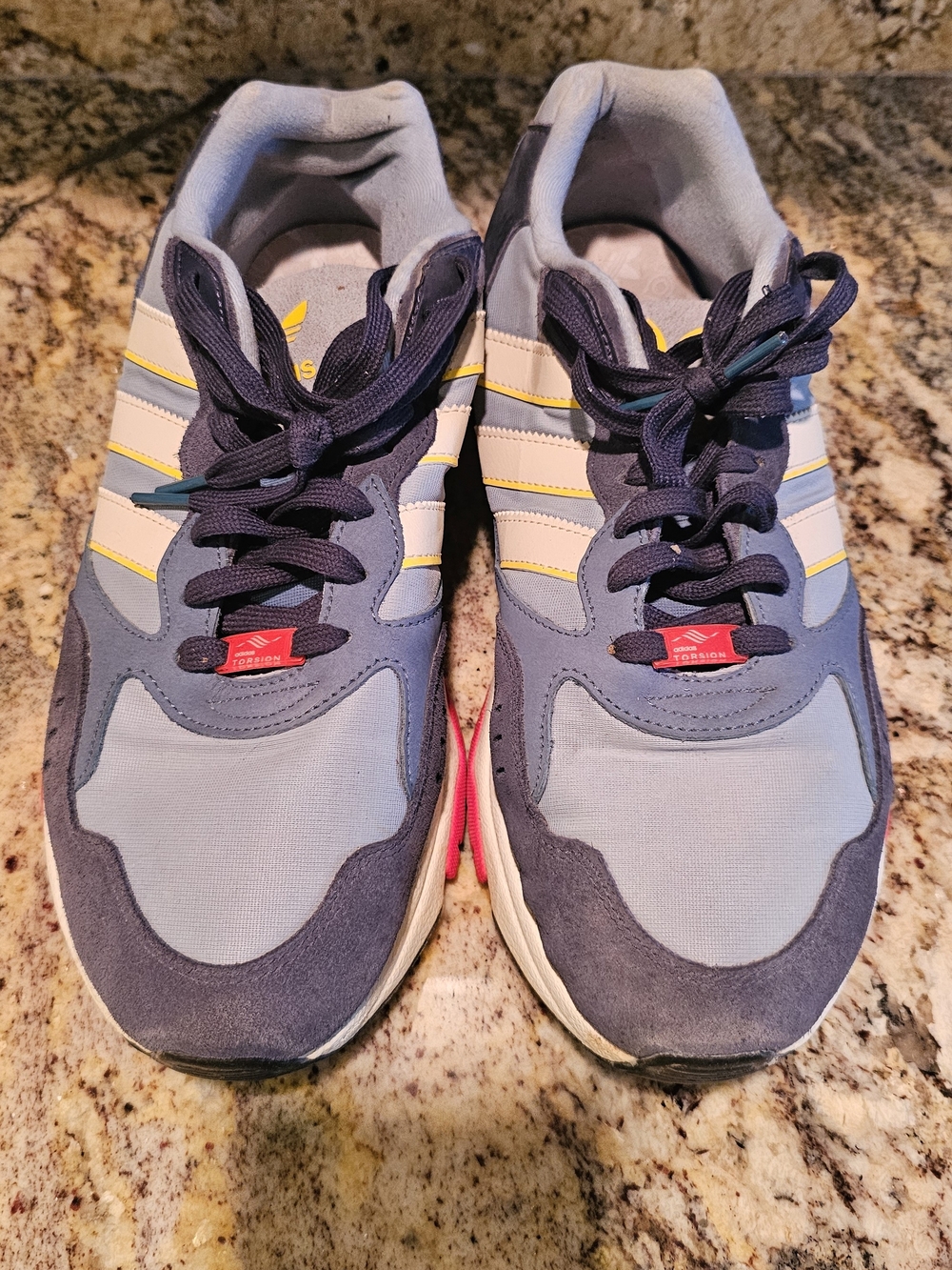 Adidas Light Blue and Navy Retro Runner Sneakers